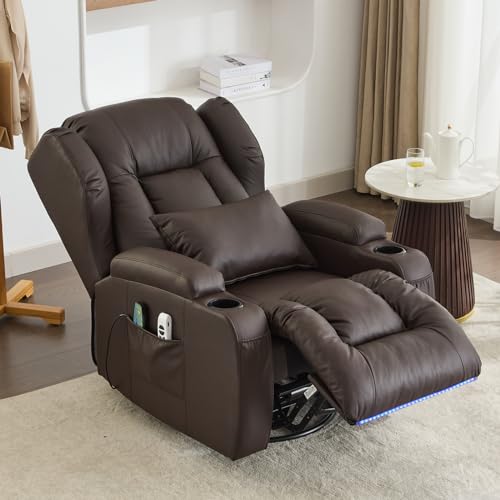 OBBOLLY Faux Leather Swivel Recliner Chair - Image 2