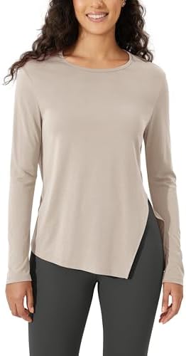 ODODOS Split Hem Long Sleeve Tee Yoga Shirt - Image 4