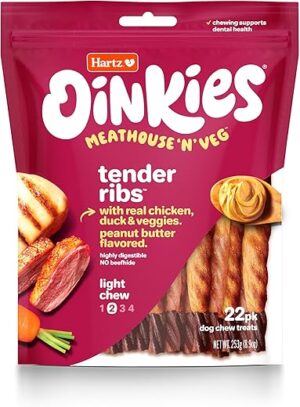 Hartz Oinkies Tender Ribs Dog Treats, 22 Count