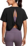 CRZ YOGA Open Back Short Sleeve Crop Top