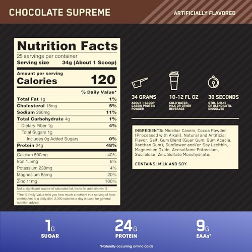 Optimum Nutrition Gold Standard Micellar Casein Protein Powder - Image 3