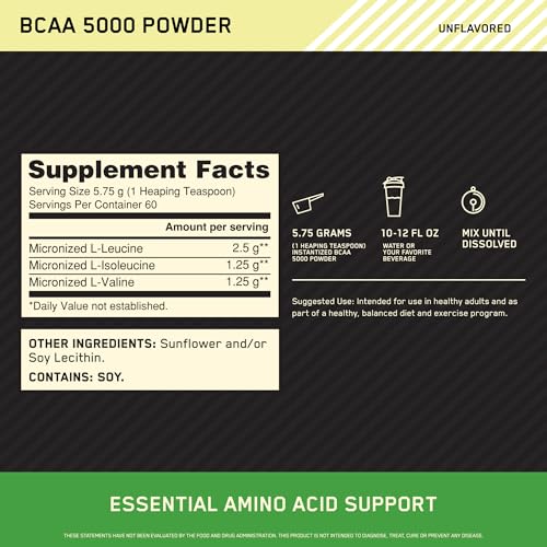 Optimum Nutrition Instantized BCAA Powder, Unflavored, 5000mg - Image 2