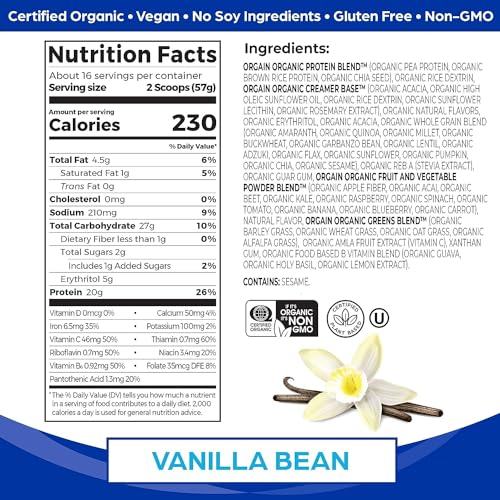 Orgain Organic Vegan Meal Replacement Powder, Vanilla - Image 2