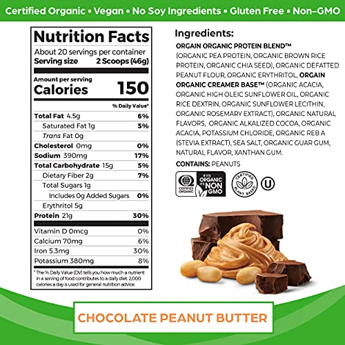 Orgain Vegan Protein Powder, Chocolate Peanut Butter - Image 3