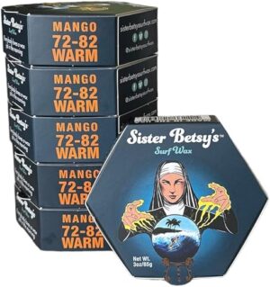 Sister Betsy’s Surf Wax Original Formula Surfboard Wax, White, 6 Pack