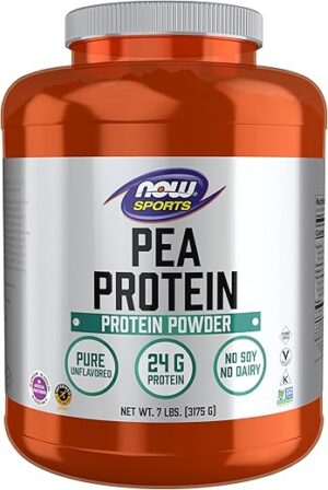 NOW Foods Pea Protein 24g Unflavored Powder, 7-Pound
