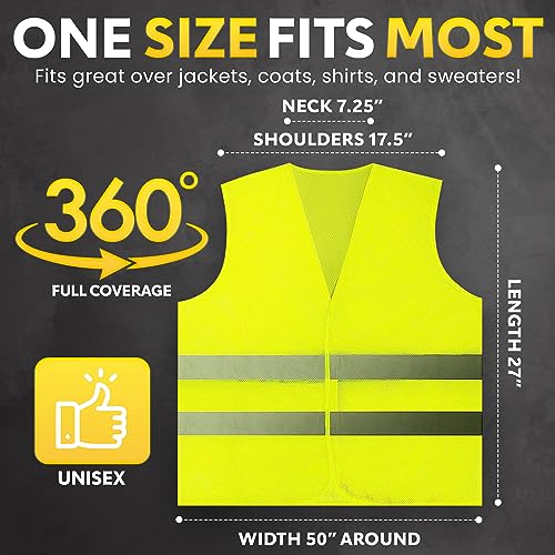 PeerBasics Safety Vests 10 Pack - Yellow Reflective - Image 4
