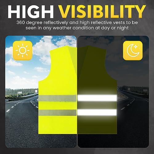 PeerBasics Safety Vests 10 Pack - Yellow Reflective - Image 5