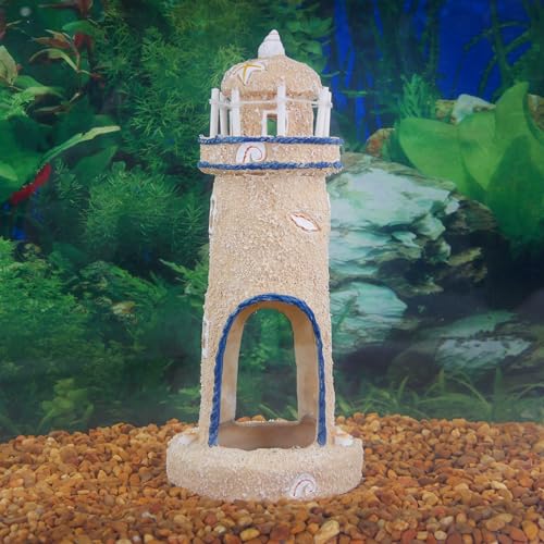 Penn-Plax Deco-Replicas Sand & Seashell Lighthouse Aquarium Ornament RR1052 - Image 3
