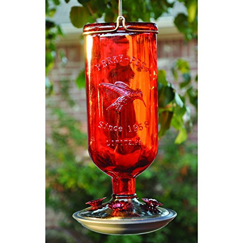 Perky-Pet Antique Glass Bottle Hummingbird Feeder 8109-2 - Image 2