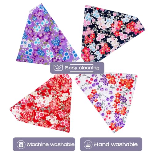 PET SHOW 4Pcs Small Dog Bandanas Cherry Blossoms - Image 5