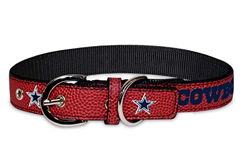 Pets First Tough Leather NFL Dallas Cowboys Dog Collar, DAL-3081-MD - Image 4