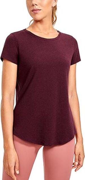 CRZ YOGA Pima Cotton Women's Short Sleeve Yoga Tee