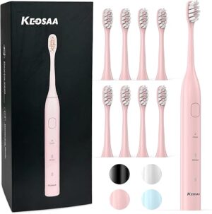 keosaa Pink Electric Toothbrush With 8 Heads