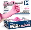 Beastek Pink Nitrile Disposable Gloves, 4.0 Mil