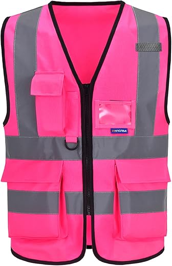 Pink Safety Vest With Pockets, Large
