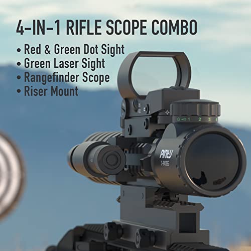 Pinty 4-in-1 Rifle Scope Combo, 3-9x32 - Image 2
