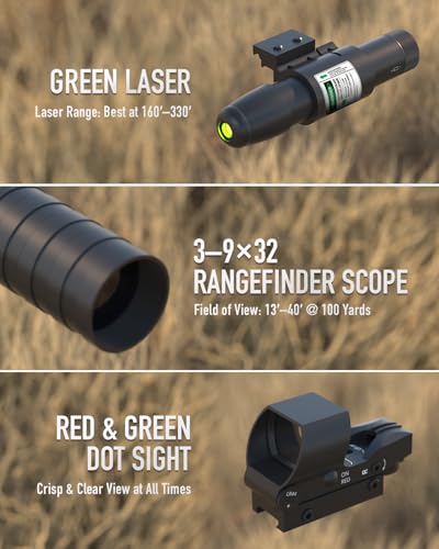 Pinty 4-in-1 Rifle Scope Combo, 3-9x32 - Image 3
