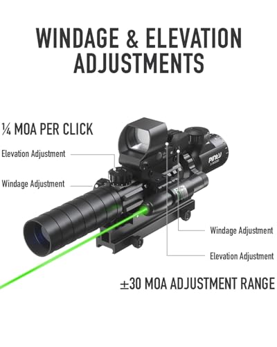 Pinty 4-in-1 Rifle Scope Combo, 3-9x32 - Image 5