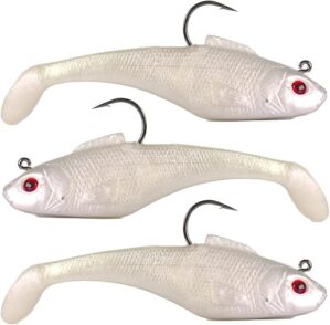 DMSHARK Pre-Rigged Jig Head Paddle Tail Lures Swimbait 3PCS