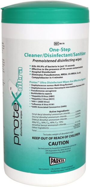 Parker Labs Protex Disinfectant Textured Wipes Canister