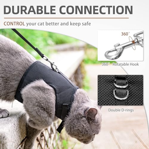 PUPTECK Soft Mesh Cat Vest Harness And Leash Set, Black XL - Image 4