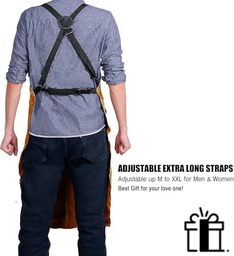 QeeLink Leather Welding Work Apron, Heat Resistant - Image 3