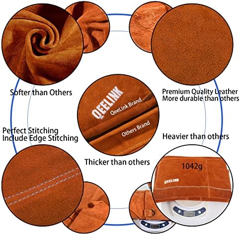 QeeLink Leather Welding Work Apron, Heat Resistant - Image 4