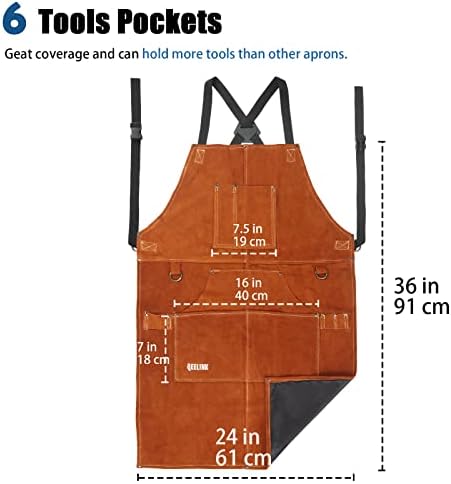 QeeLink Leather Welding Work Apron, Heat Resistant - Image 2