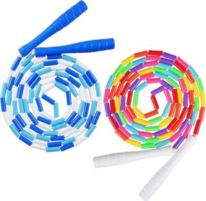 Fezog Rainbow Beaded Kids Jump Rope, 2 Pack