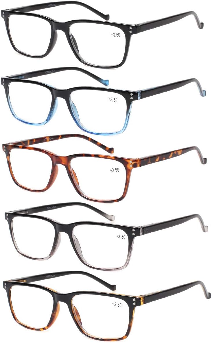 JOSCHOO Reading Glasses 5 Pack Spring Hinges (1.5)