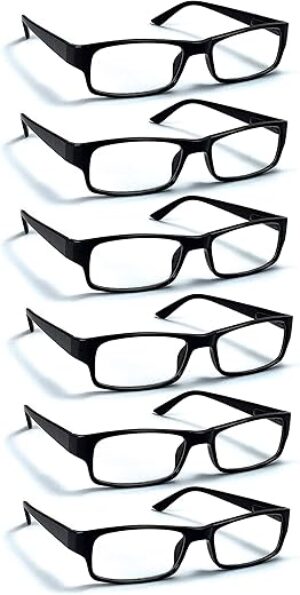 Boost Eyewear Reading Glasses 6 Pack, Black Frames
