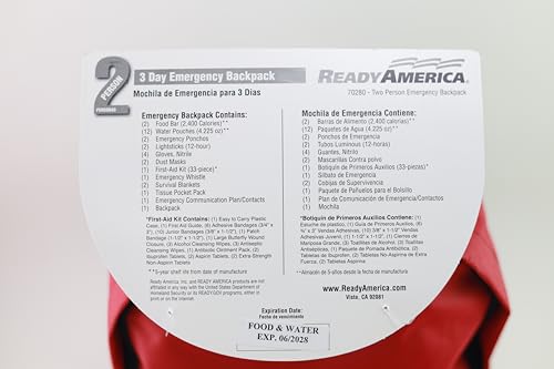 Ready America 72 Hour Emergency Kit, 2-Person Backpack - Image 3