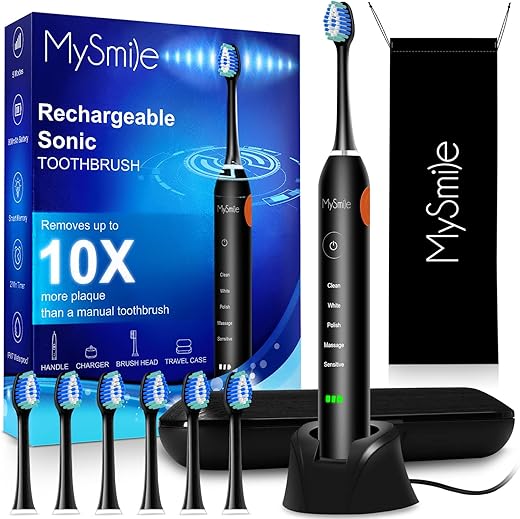 MySmile Rechargeable Sonic Electric Toothbrush, 48000VPM