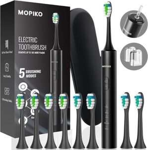 MOPIKO Rechargeable Sonic Toothbrush Kit With 8 Heads
