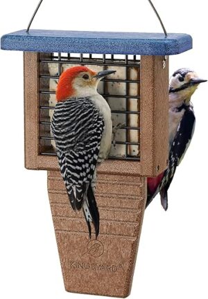 Kingsyard Recycled Plastic Suet Bird Feeder, Blue