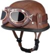 SHIZICONG Retro Leather Motorcycle Half Helmet, DOT Approved