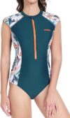 AXESEA Retro Womens Sleeveless Printed Swimsuit