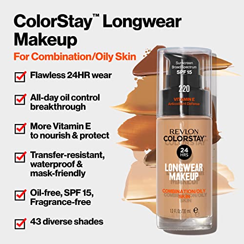 REVLON ColorStay Liquid Foundation, SPF 15, Sand Beige (180) - Image 3