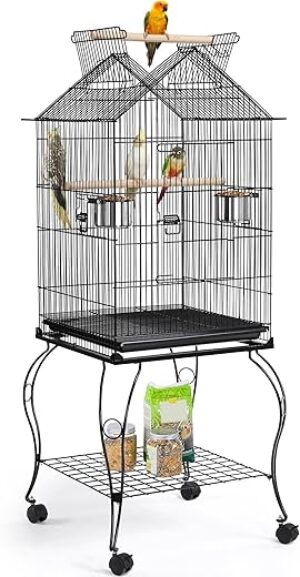 Yaheetech Rolling Open Top Bird Cage With Stand
