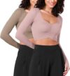 ODODOS Ruched Front Crop Top With Thumb Hole