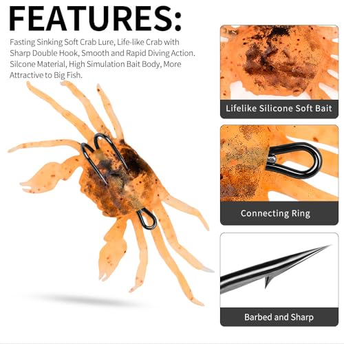 RUIYUE 6Pcs Saltwater Fishing Lures Crab Bait - Image 5