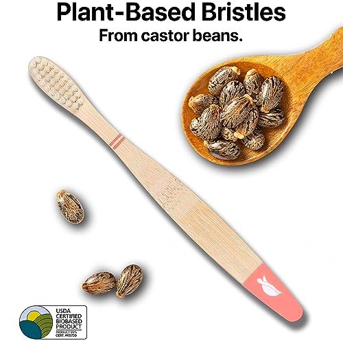 Sea Turtle Bamboo Toothbrushes, Soft For Kids (4 Pack) - Image 2