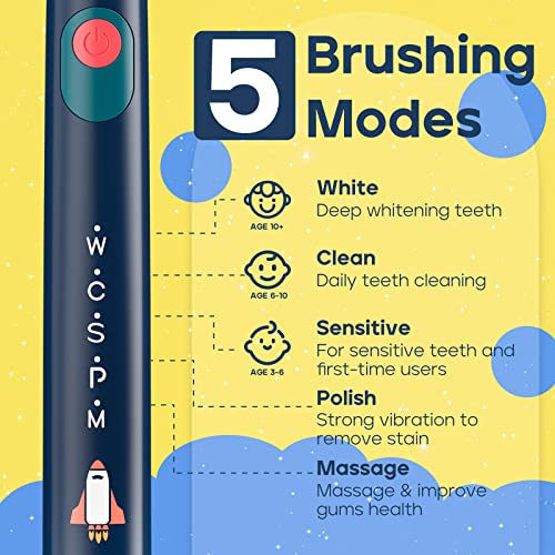 SEAGO Kids Electric Toothbrush With Stickers, Navy - Image 4