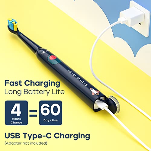 SEAGO Kids Electric Toothbrush With Stickers, Navy - Image 5