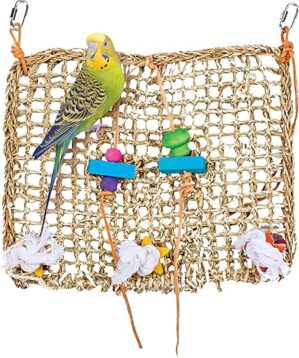 Penn-Plax Seagrass Mat for Birds with Toys
