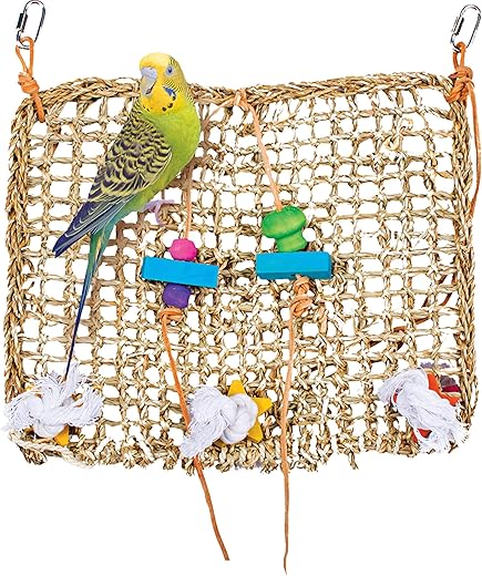 Penn-Plax Seagrass Mat for Birds with Toys