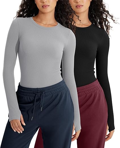 ODODOS Seamless Long Sleeve Yoga Shirt
