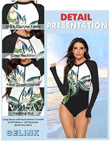 SELINK Women's Long Sleeve Rash Guard Swimsuit - Image 3