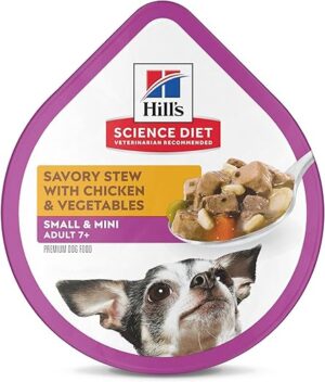 Hill’s Science Diet Senior Small & Mini Wet Dog Food, Chicken & Vegetables, 3.5 oz Tray